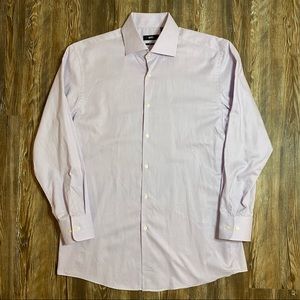 Men’s Hugo Boss Sharp Fit Lilac Micro Stripe Casual Dress Shirt 16.5 32/33
